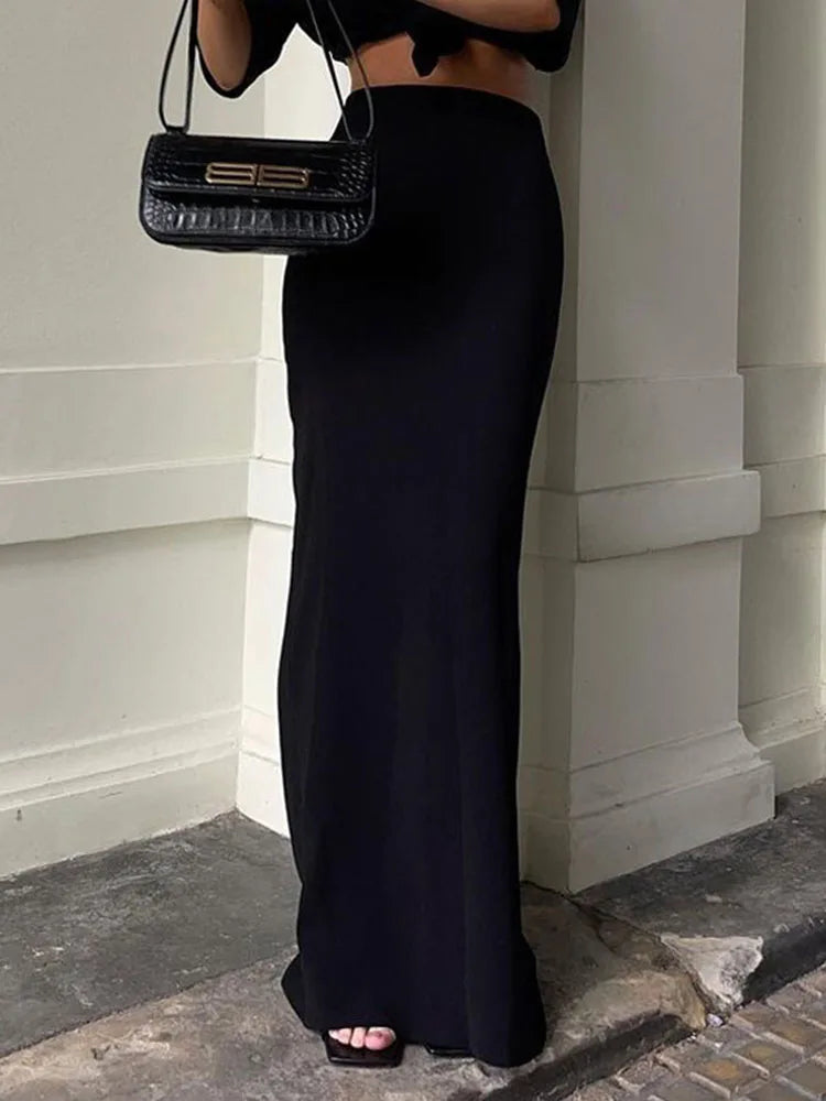 For Black Long Skirts High Waist Slim Seamless Gown Summer New Female Maxi Skirts