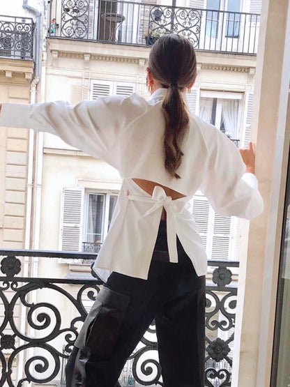 Lapel Single Breasted White Blouse