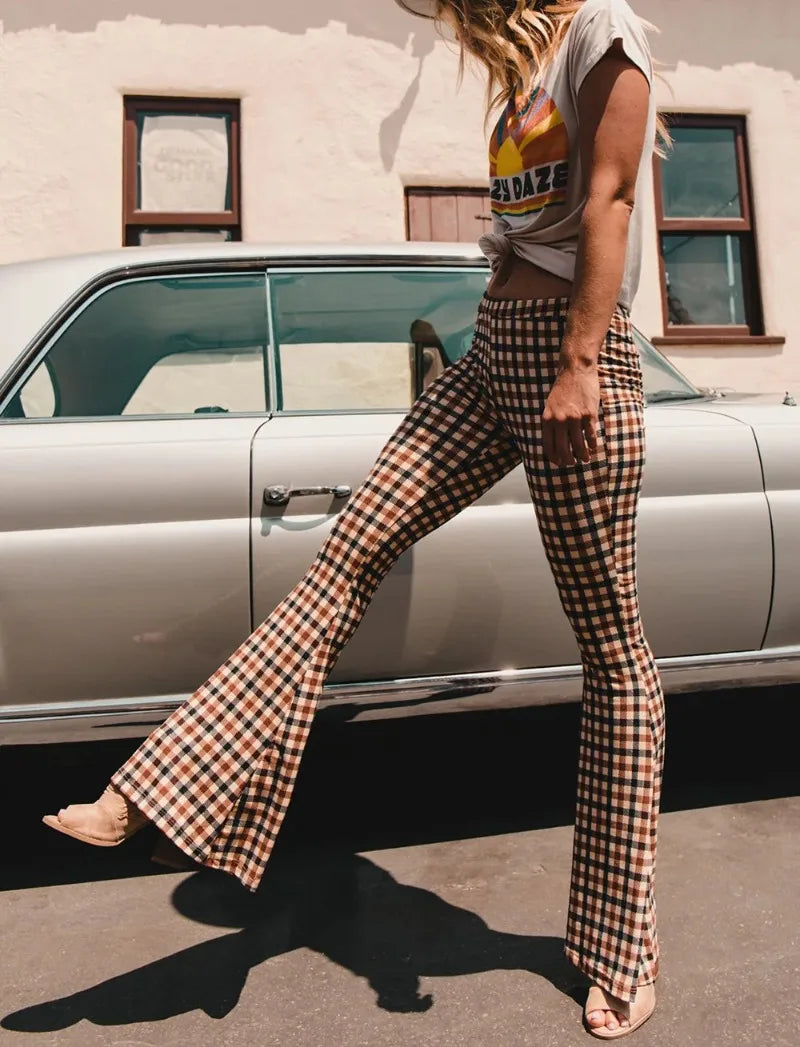 Plaid Flare Pants