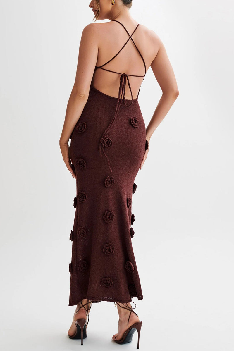 Jacquard Tie-back Knit Cami Dress