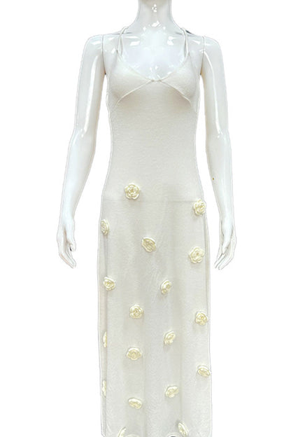 Jacquard Tie-back Knit Cami Dress