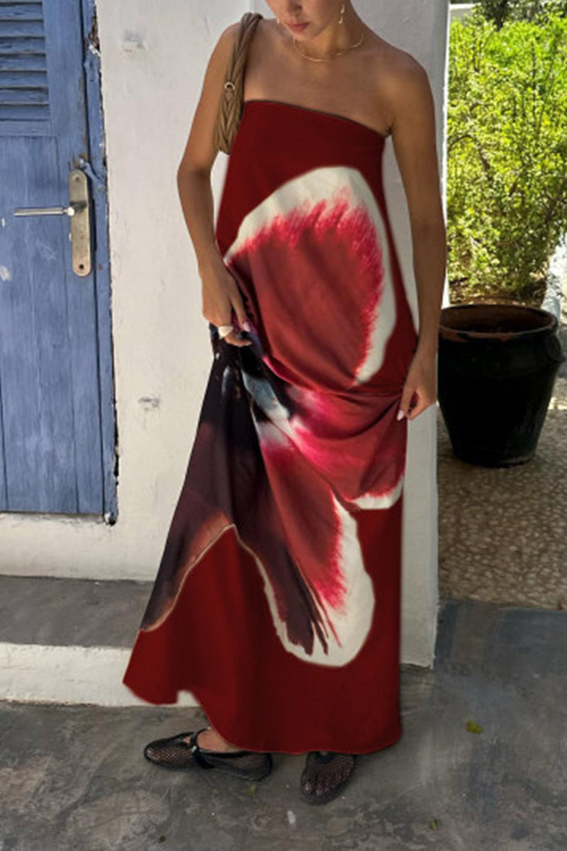 Print Backless Maxi Dress