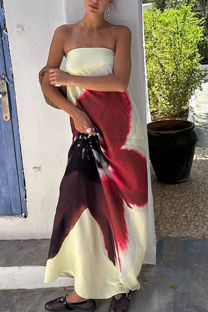 Print Backless Maxi Dress