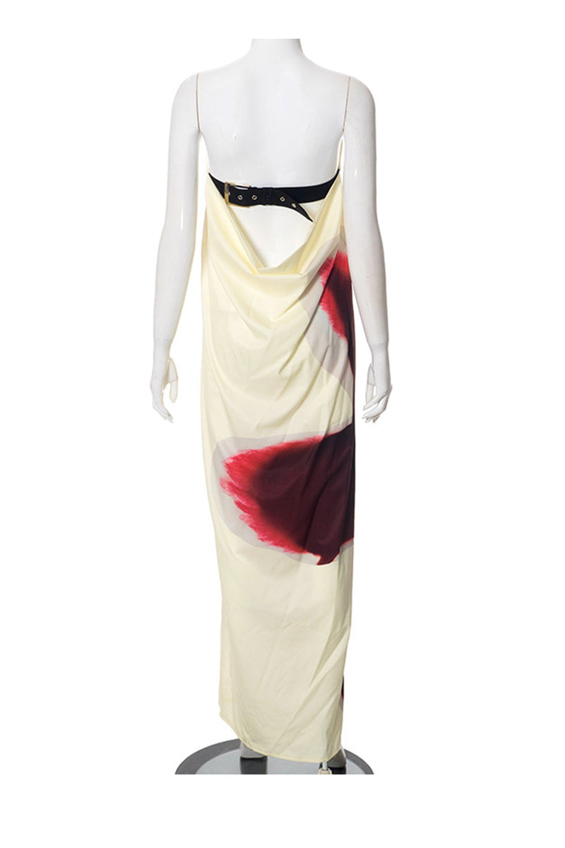 Print Backless Maxi Dress