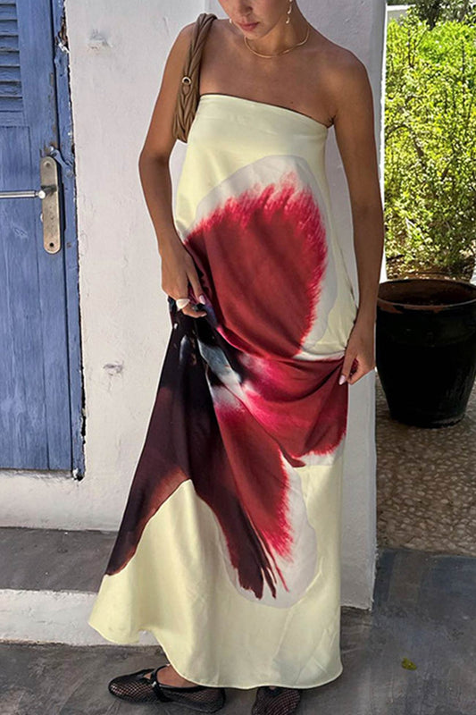 Print Backless Maxi Dress
