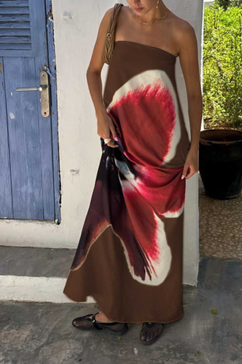Print Backless Maxi Dress