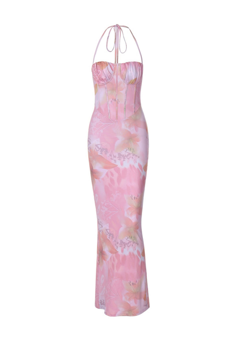 Print Halter Croset Pack Hip Dress