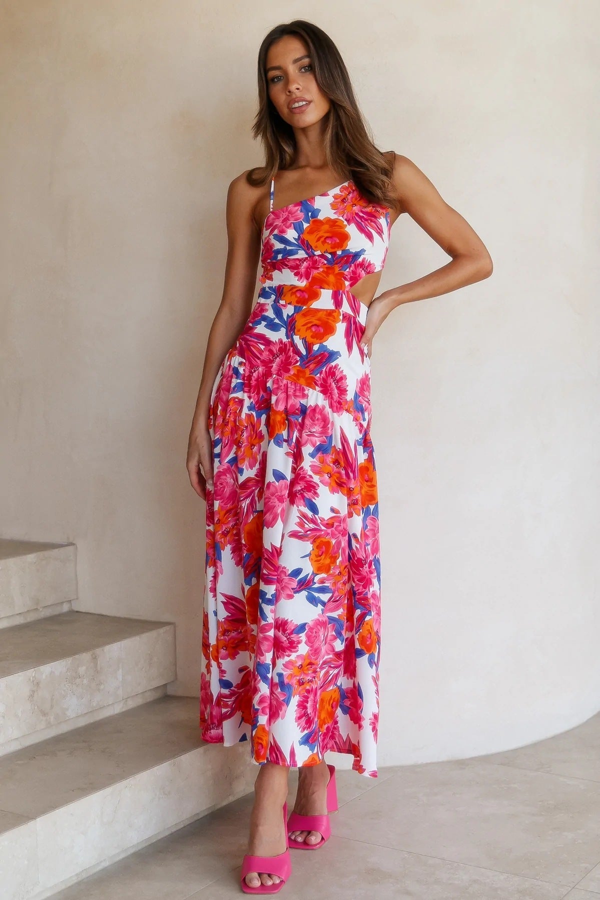 Asymmetric Cami Midi Dress