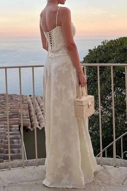 Jacquard Tassel Lace Up Maxi Dress