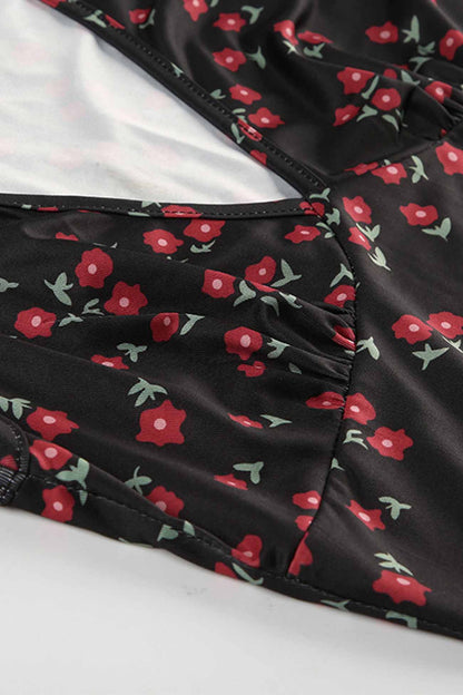 Printed Sleeveless V Neck Midi Dress