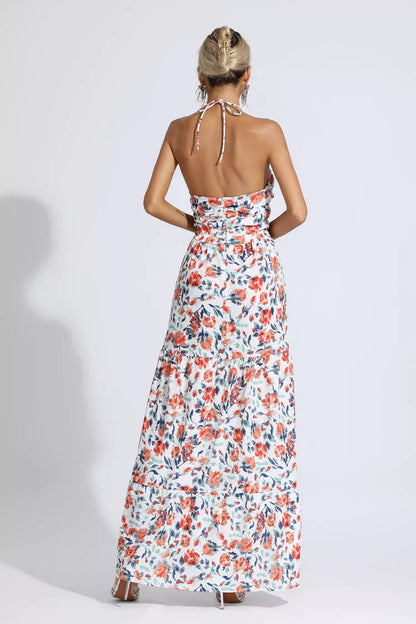 Frances Orange Printed Maxi Dress