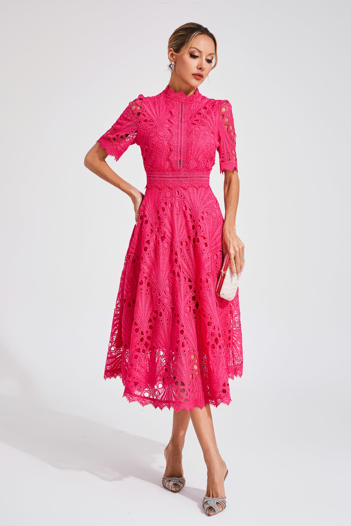 Freeman Rose Red Cut Out Midi Dress
