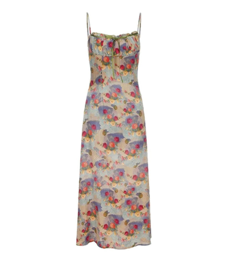 French Oil Painting Resort Maxi Dress