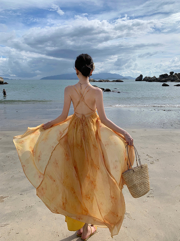 French -inspired Watercolor Maxi Dress _ Soft, , & Airy