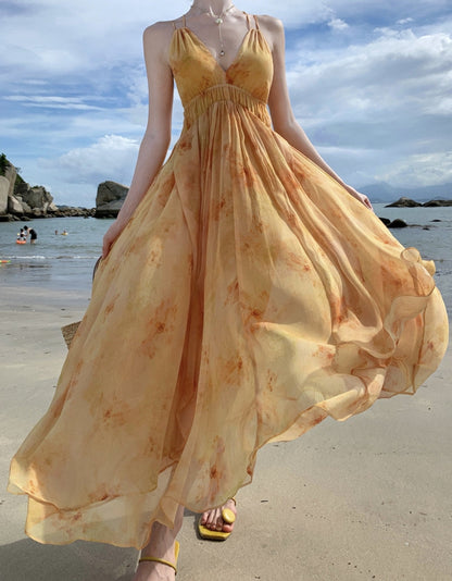 French -inspired Watercolor Maxi Dress _ Soft, , & Airy