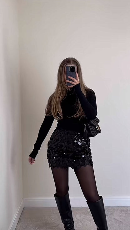 Sequin Skirt Silver/black Perfect Holiday Party Skirt