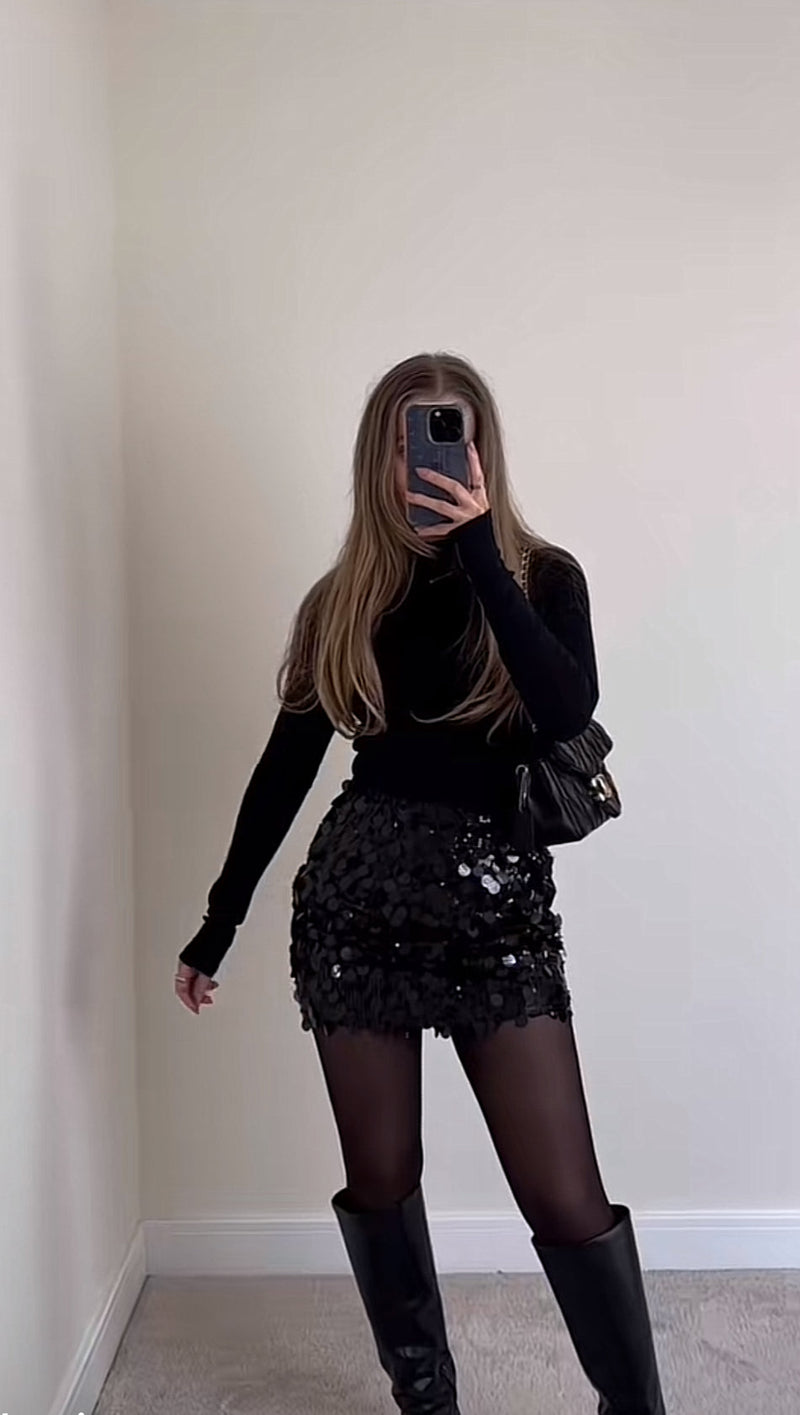 Sequin Skirt Silver/black Perfect Holiday Party Skirt