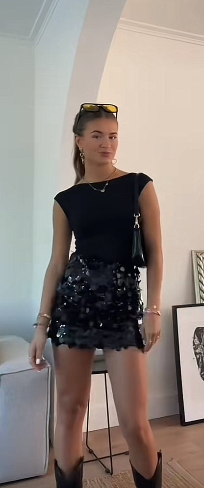 Sequin Skirt Silver/black Perfect Holiday Party Skirt
