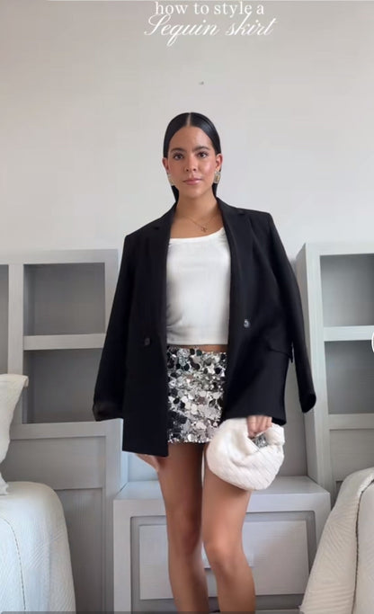 Sequin Skirt Silver/black Perfect Holiday Party Skirt