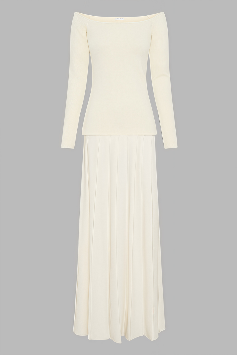 Waldend Knit Off Shoulder Maxi Dress
