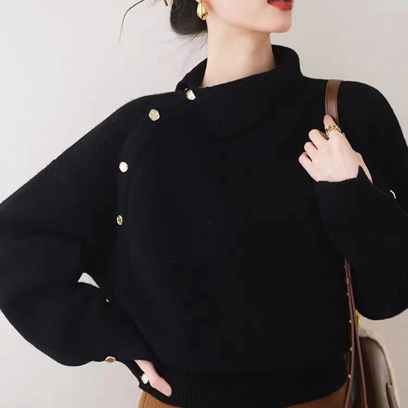Turtleneck Christmas Sweater With Buttons