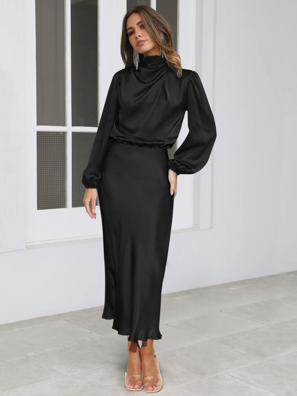 From the Source High Neck Bridal Maxi Dress - Black