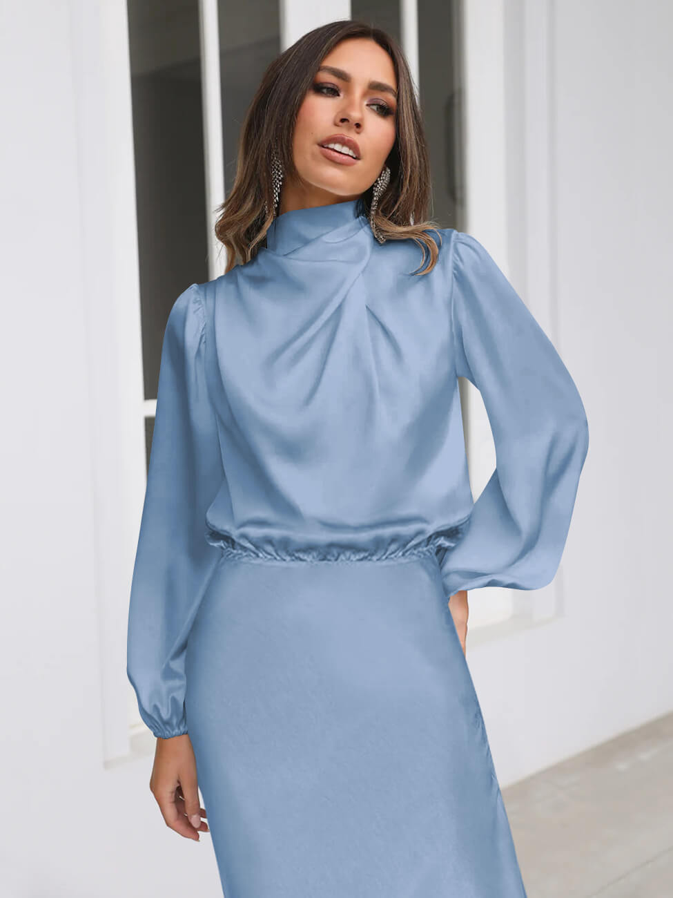 From the Source High Neck Bridal Maxi Dress - Blue