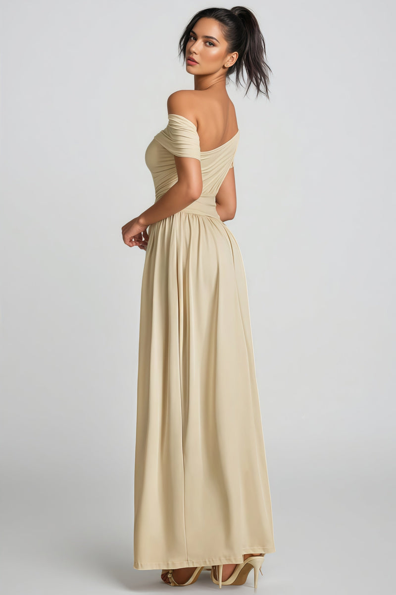 Wexelle One Shoulder Ruched Maxi Dress