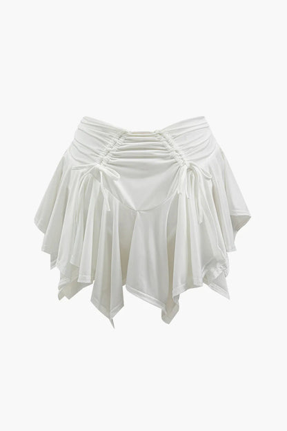 Gertie Asymmetric Ruched Drawstring Mini Skirt