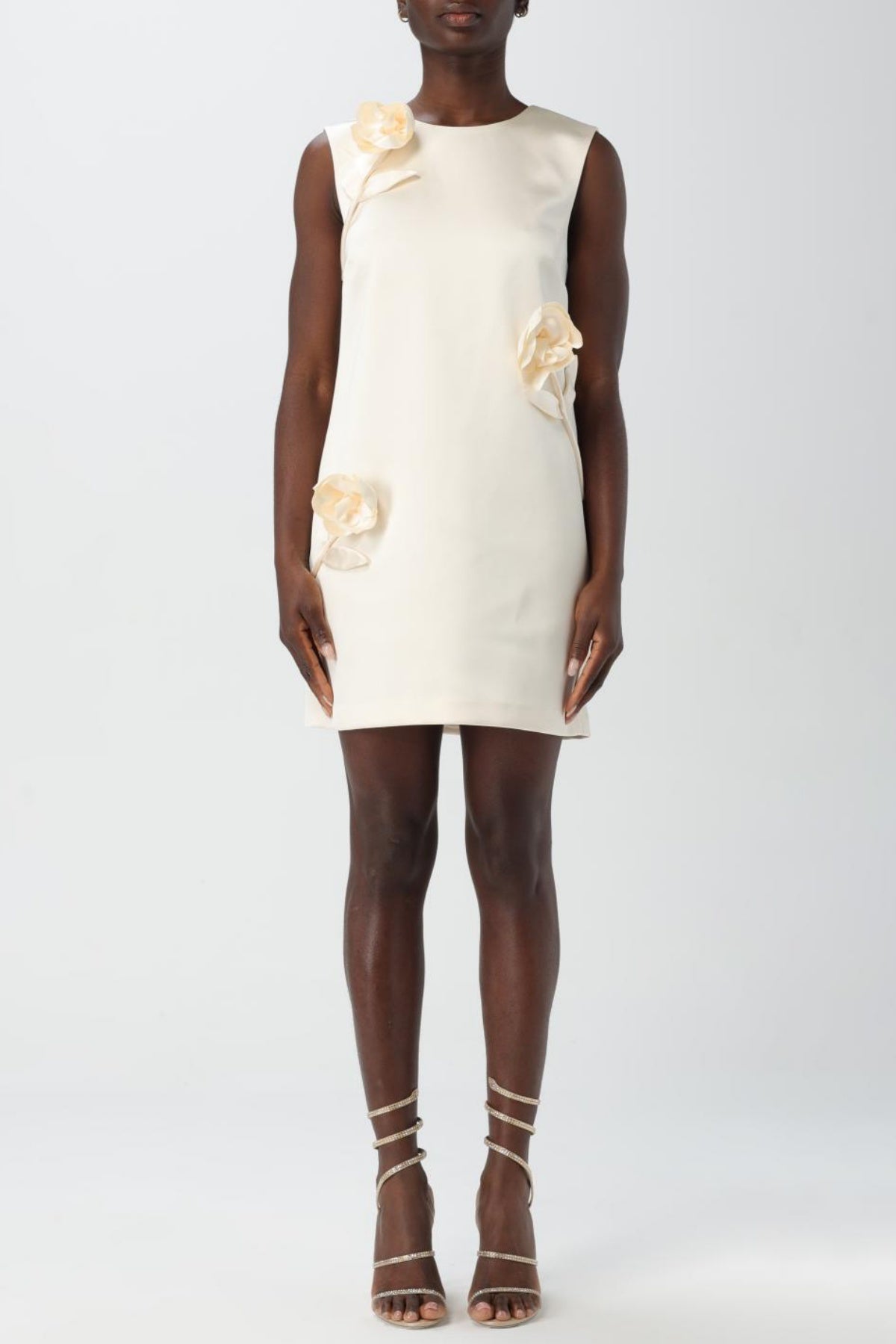 Giorlia Appliqué Satin Mini Dress