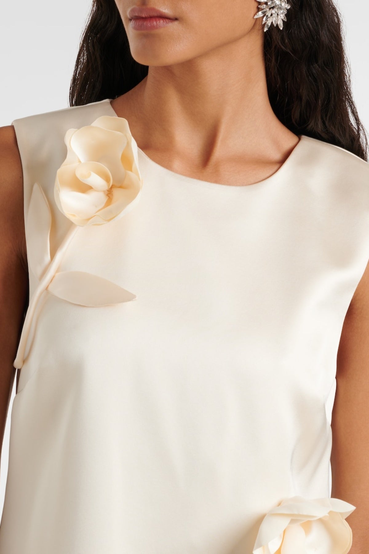 Giorlia Appliqué Satin Mini Dress