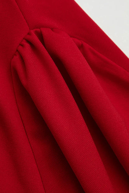 Glenda Red Off Shoulder Pleated Mini Dress