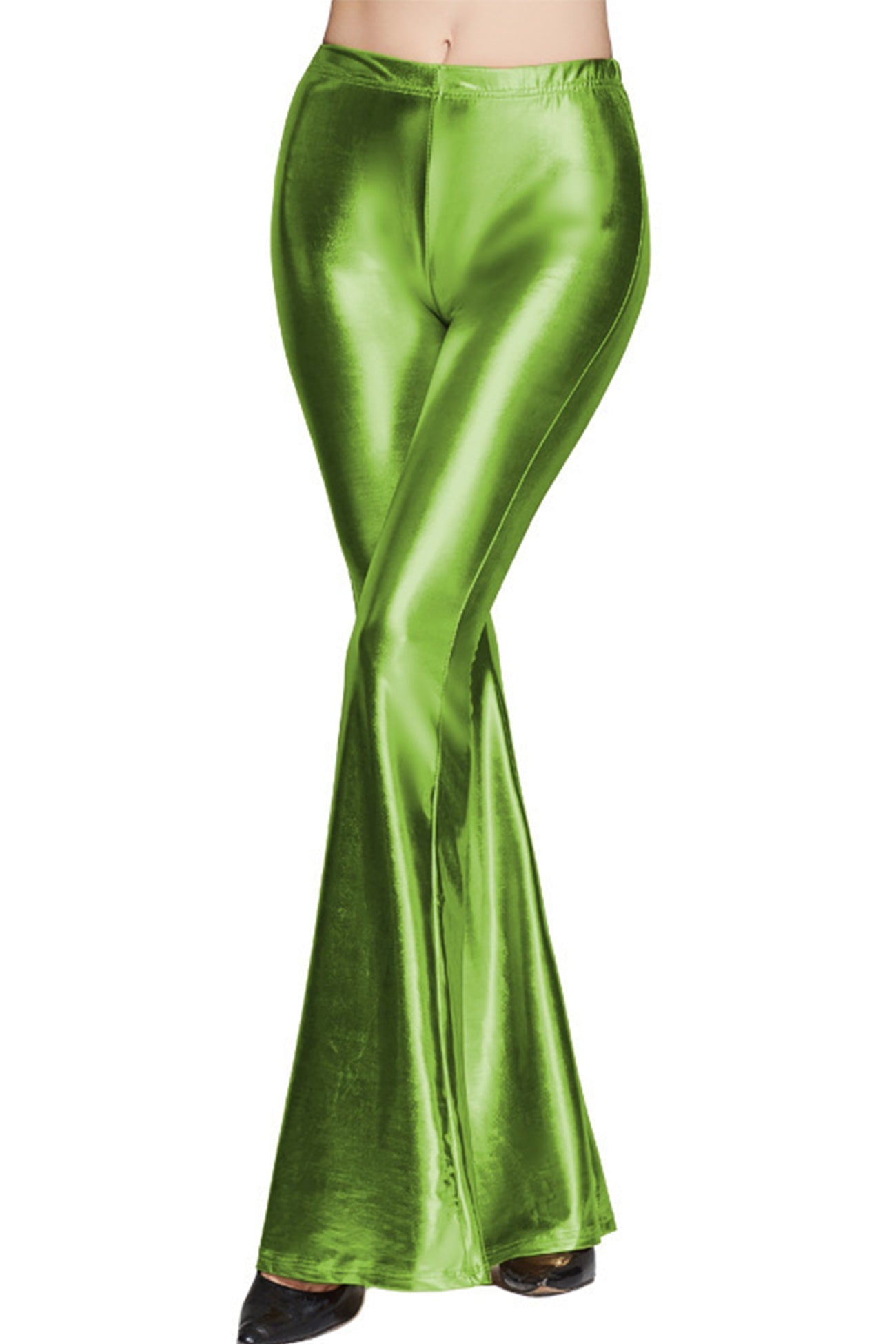 Glossy Pu Leather Flares Long Pants