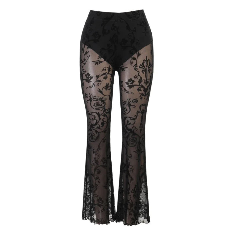 Harajuku Punk Grunge High Waist Cosplay Summer See Through Pants