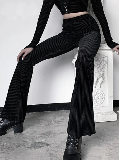 Goth Dark Flare Pants Aesthetic Emo Grunge Pants