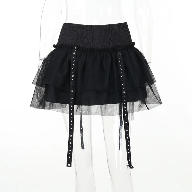 Gothic Steampuffy Tutu Retro Classic High Waist Tulle Multi Layered Skirt