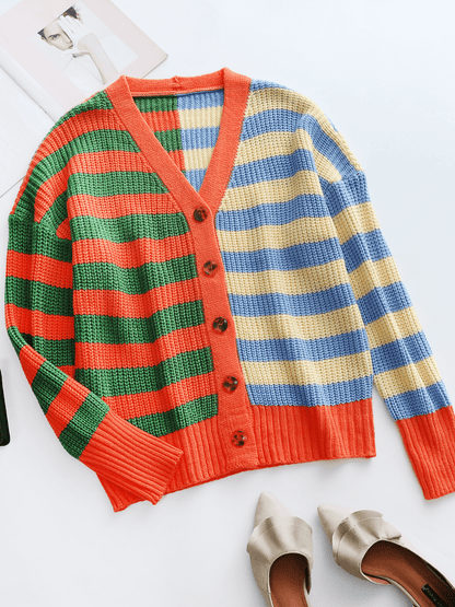 | Rachael Contract Stripe Knit Cardigan