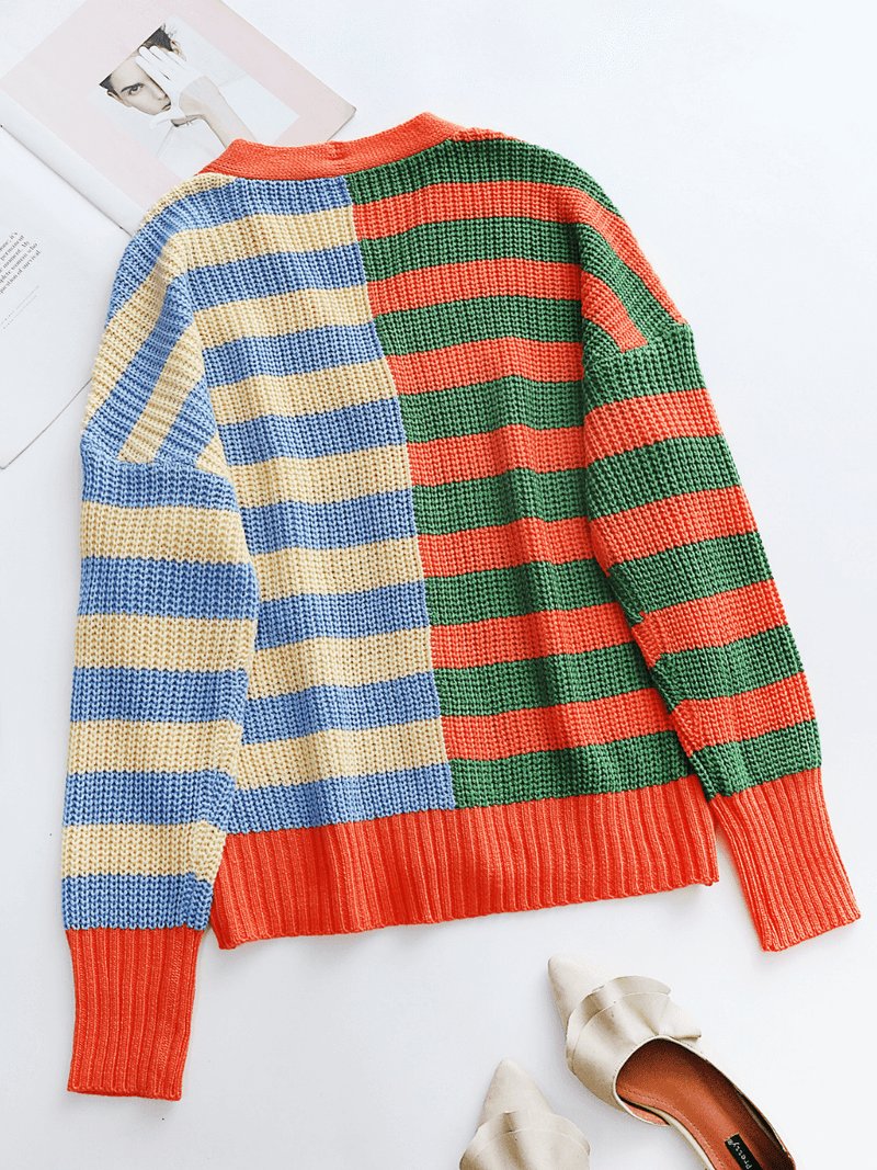 | Rachael Contract Stripe Knit Cardigan