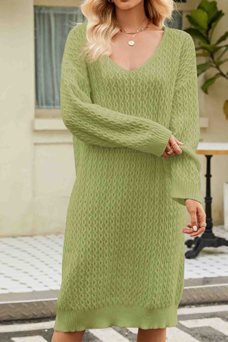 Color Long Knitted Sweater Dress