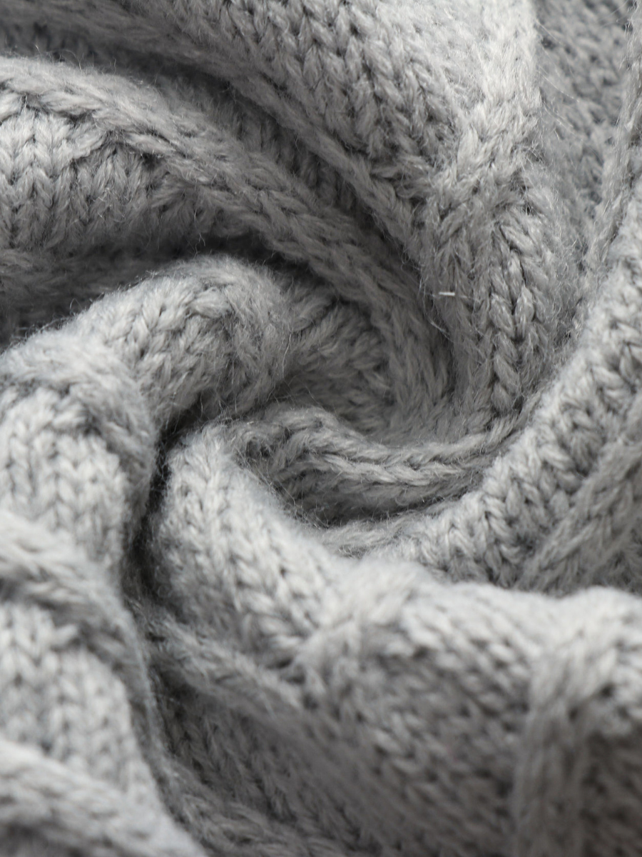 | Grey Shoulder Cut-out Knit Sweater