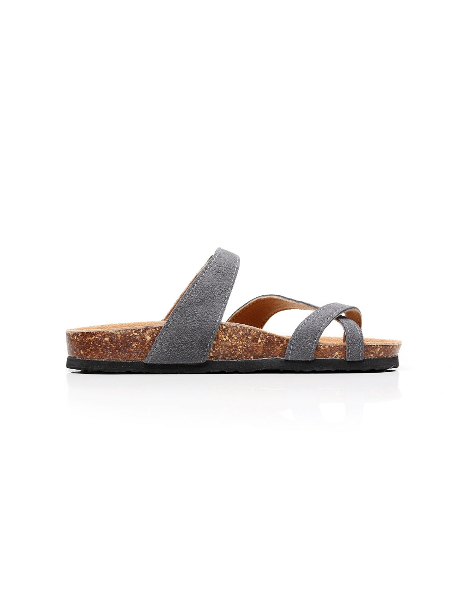 Maibulun | Grey Buckle-accent Suede Upper Sandal