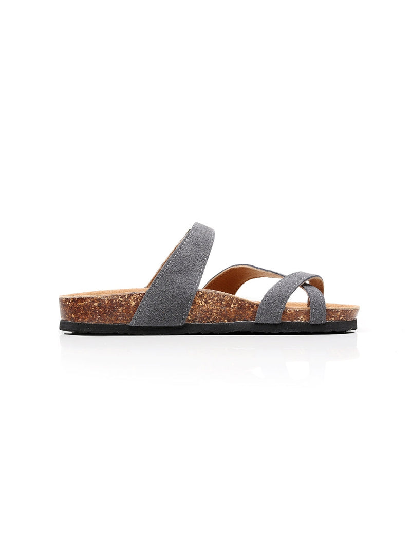 Maibulun | Grey Buckle-accent Suede Upper Sandal
