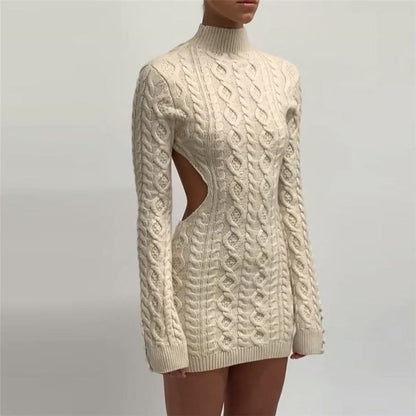 Elara - Knitted Back Cut-out Mini Dress