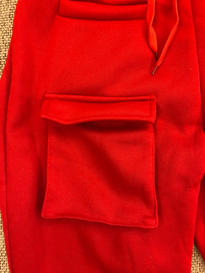 Red Stacked High Waist Tracksuits Joggers Sweatpants