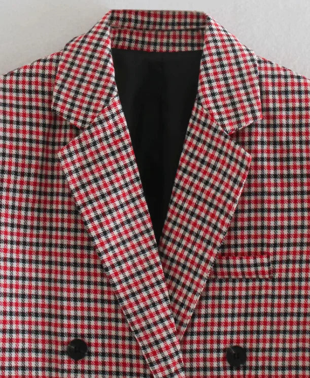 Fall Blazer Jacket Tops Office Wear Korean Plaid Blazer Orange Long Blazer Coat