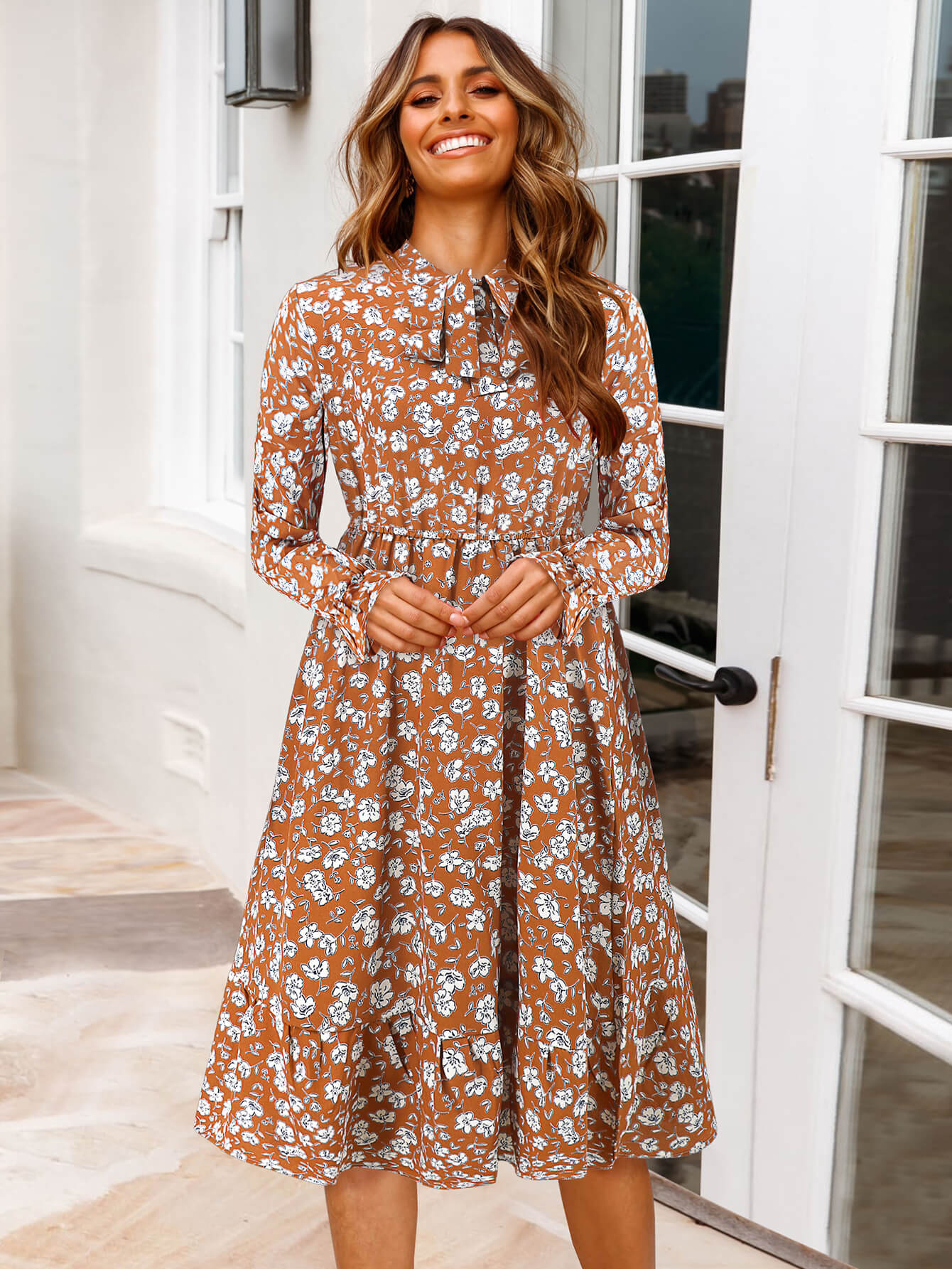 Minka Long Sleeve Midi Dress