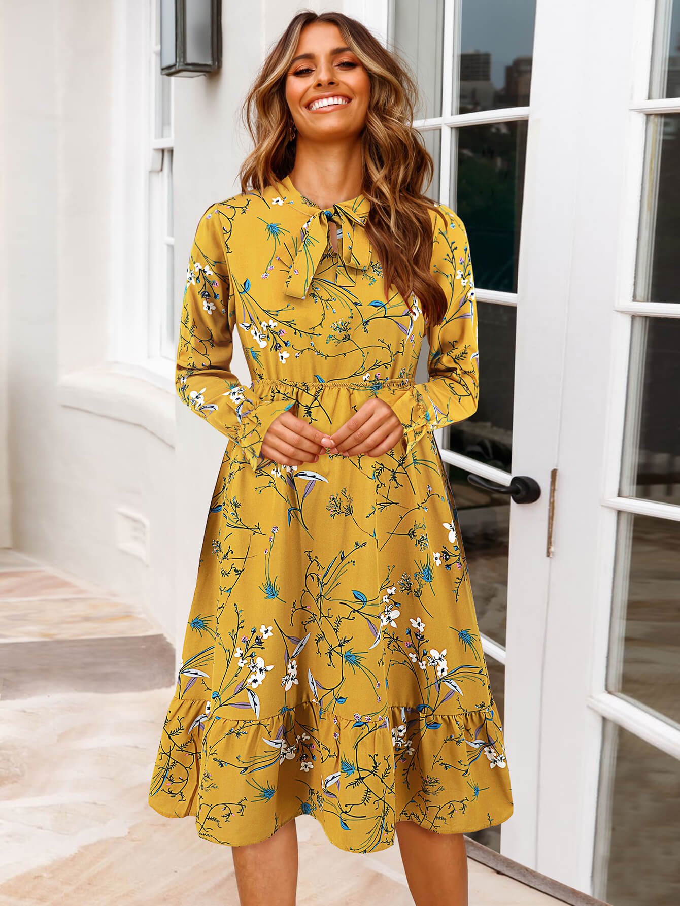 Minka Long Sleeve Midi Dress