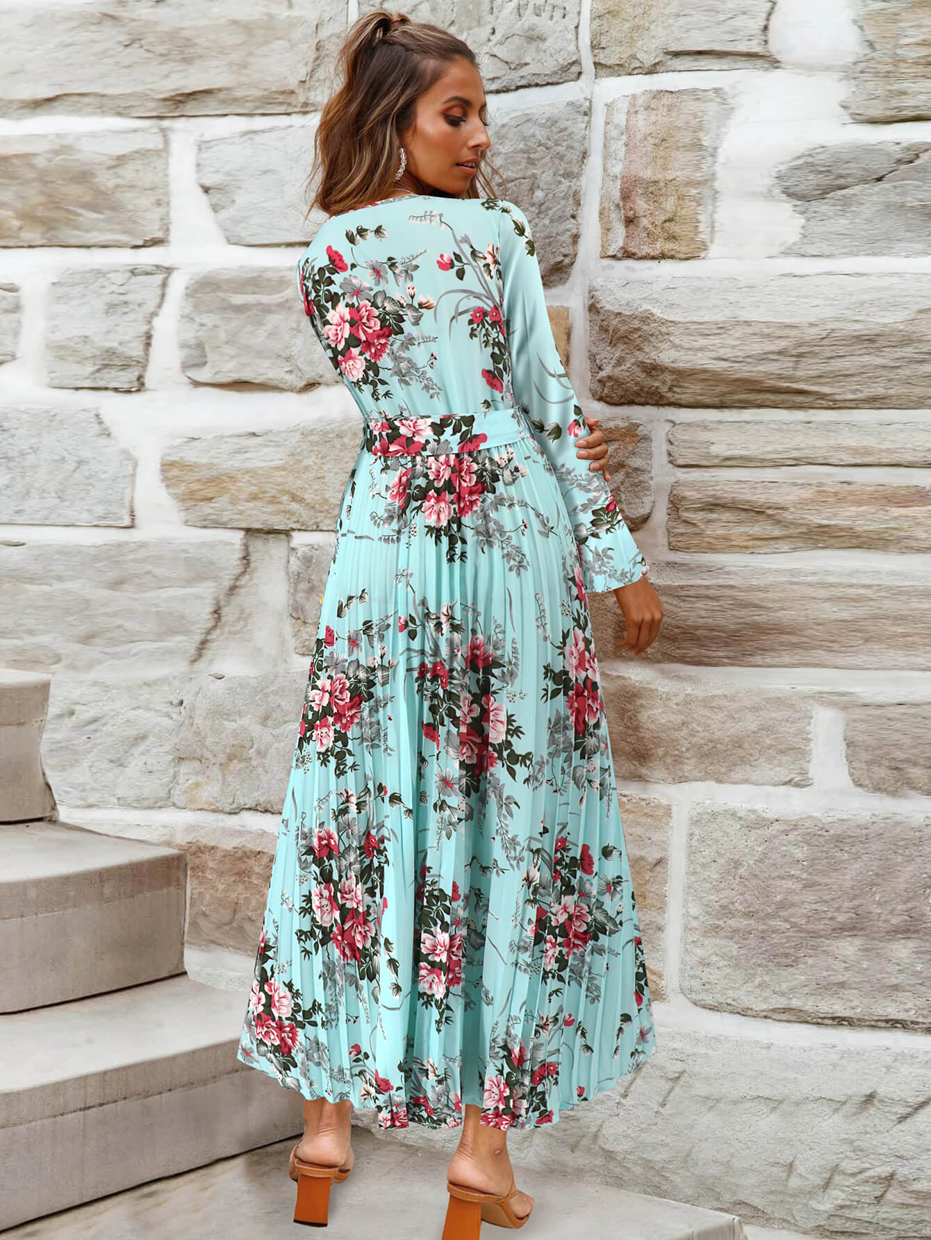 Garden Romance Plisse Maxi Dress - Blue
