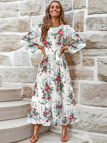 Garden Romance Plisse Maxi Dress - White