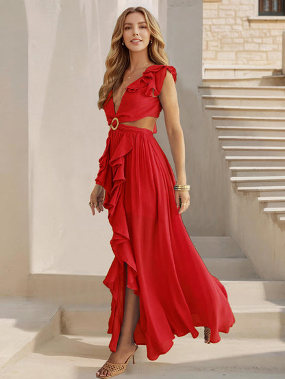 Carlita Ruffle Cutout Maxi Dress